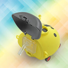 12566 cute plastic bug shape water bottle with adjustable shoulder strap 4 wheel straw portable drinking cup water bottle for kids water bottle return gift for kids water bottle with straw school kinds water bottle 1 pc