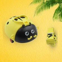 12566 cute plastic bug shape water bottle with adjustable shoulder strap 4 wheel straw portable drinking cup water bottle for kids water bottle return gift for kids water bottle with straw school kinds water bottle 1 pc