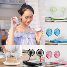 0875 portable usb battery rechargeable mini fan headphone design wearable neckband fan