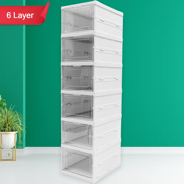 stackable multifunctional storage for clothes foldable drawer shelf basket utility cart rack storage organizer cart for kitchen pantry closet bedroom bathroom laundry 6 layer 1 pc