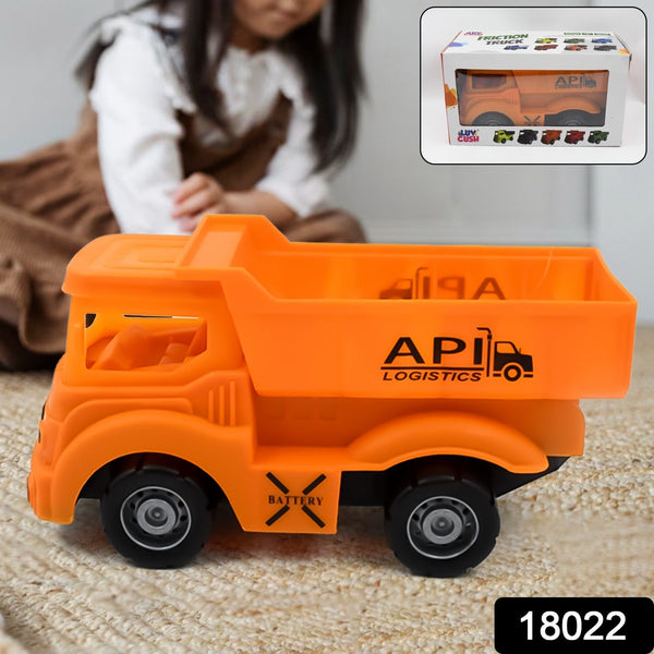 18022 big size friction powered dumper toy truck for kids with opening container feature strong durable plastic material indoor outdoor play birthday gift for baby boys girls 1 pc orange color