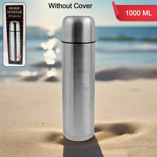 vacuum flask without cover 18 8 stainless steel hot and cold water bottle with push down lid double walled stainless steel bottle for travel home office school picnic 1000 ml