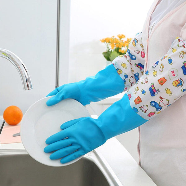 2 pair large blue gloves for different types of purposes like washing utensils gardening and cleaning toilet etc