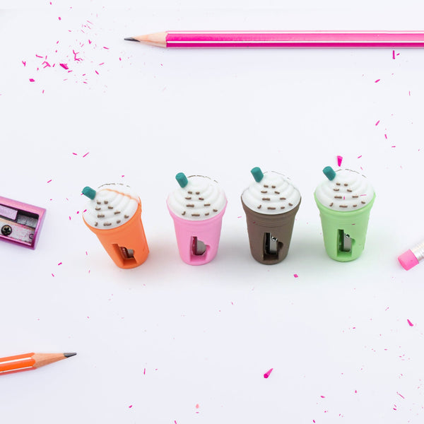 2in1 3d cute coffee or ice cream shape sharpner like rotary manual pencil sharpener for kids ice cream style office school supplies back to school gift for students kids educational stationary kit bday return gift 24 pcs set