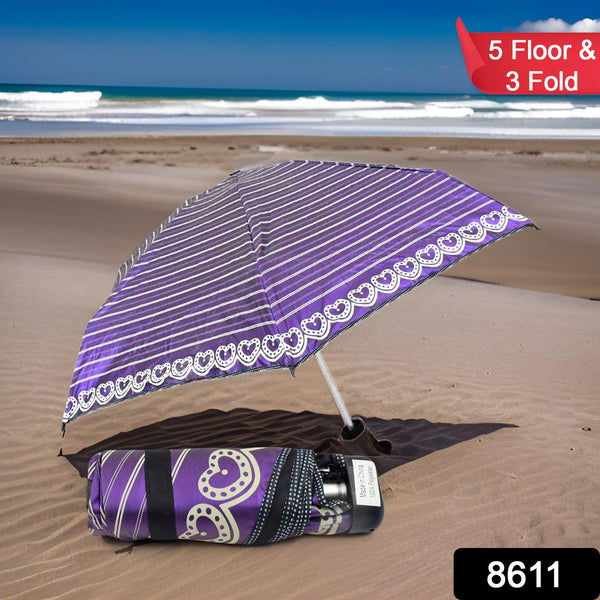 3 fold and 5 floor sun protective solid umbrella