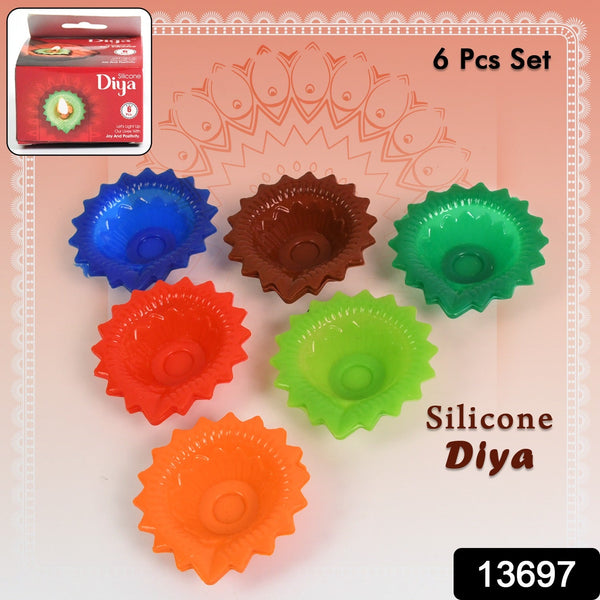 13697 colorful silicone diya 6pc