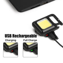 rechargeable keychain mini flashlight with 4 light modes ultralight portable pocket light with folding bracket bottle opener and magnet base for camping walking 1