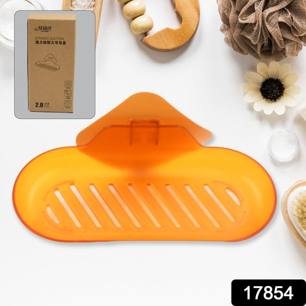 plastic soap dish holder for bathroom shower wall mounted self adhesive soap holder saver tray plastic sponge holder for kitchen storage rack soap box bathroom 1 pc