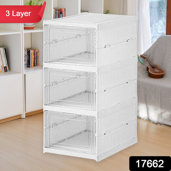 stackable multifunctional storage for clothes foldable drawer shelf basket utility cart rack storage organizer cart for kitchen pantry closet bedroom bathroom laundry 3 layer 1 pc