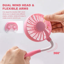 0875 portable usb battery rechargeable mini fan headphone design wearable neckband fan