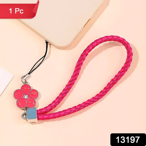 nylon braided phone strap flower shape alloy pendant lanyard