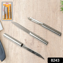 8544 stainless steel multipurpose sharp cutting knife with non slip handle for fruit meat and vegetable chopping pack of 3