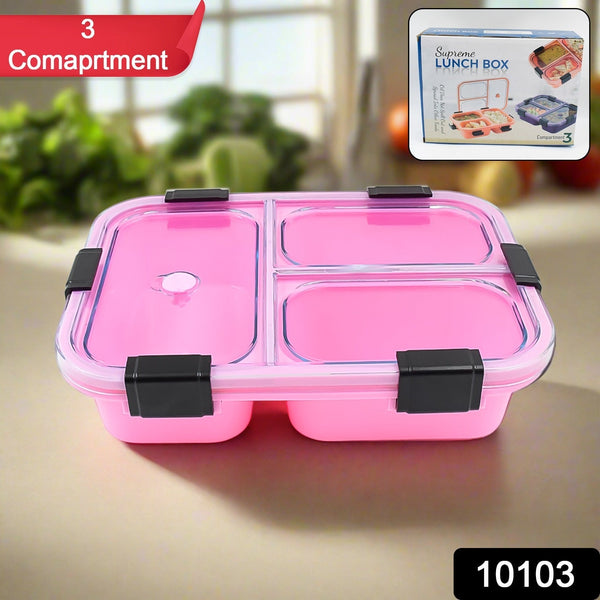 insulated 3 compartment plastic lunch box