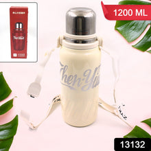 stainless steel vacuum insulated water bottle leak proof flask for tea coffee reusable water bottle with hanging strap bottle for hot cold drinks wide mouth water flask 1200 ml