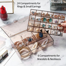 12829 2 layer acrylic jewelry storage box dustproof earring box storage box portable nail art storage case 24 grid small and 6 grid big case makeup vanity box 1 pc 30 compartment