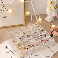 12829 2 layer acrylic jewelry storage box dustproof earring box storage box portable nail art storage case 24 grid small and 6 grid big case makeup vanity box 1 pc 30 compartment
