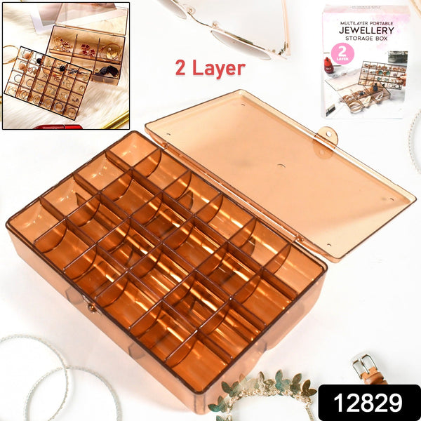 12829 2 layer acrylic jewelry storage box dustproof earring box storage box portable nail art storage case 24 grid small and 6 grid big case makeup vanity box 1 pc 30 compartment