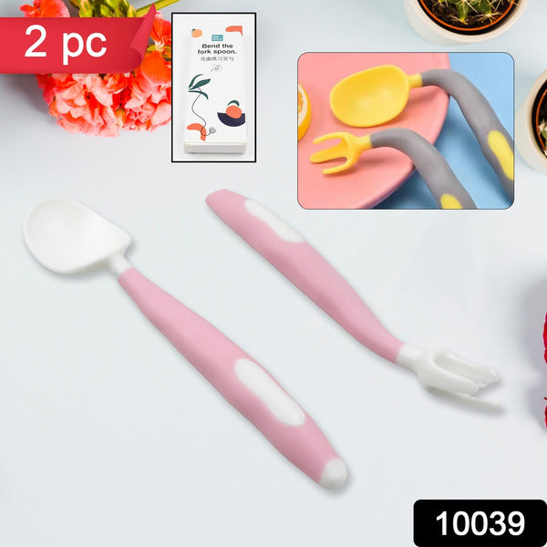 silicone bendable kids feeding spoons and forks toddler utensils with travel case baby spoon and fork set for self feeding learning bendable handle for kid children toddlers 2 pc set