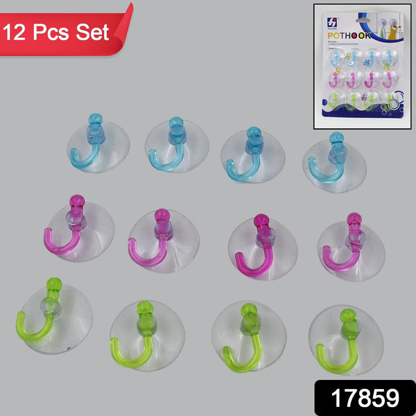 transparent rubber suction wall hook 12pc