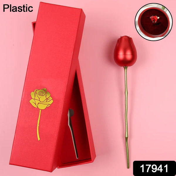 red rose couple rings box for valentines day gift