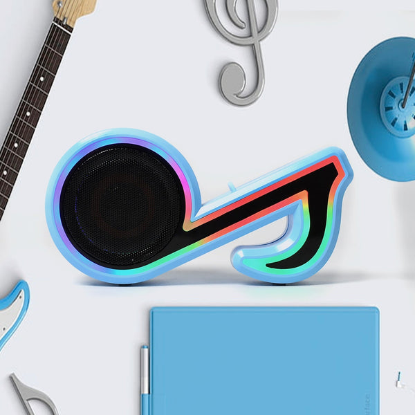 mini portable music note shape speaker subwoofer colorful musical note led lighting sound for creatives gift computer phone sound equipment bluetooth speaker media player