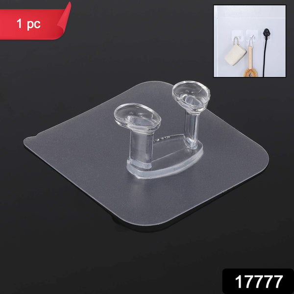 17777 transparent self adhesive hook seamless drill free removable wall mounted hanger as toothbrush holder power plug socket holder waterproof and oil proof 1 pc