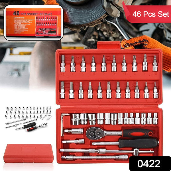 socket 1 4 inch combination repair tool kit red 46 pcs