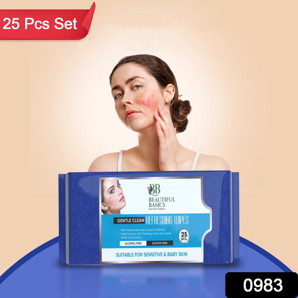 0983 refreshing wet wipes for face facial cleansing refreshing skin hydration soothing for skin ph balance alcohol free nourishing with fruit extract 25 wipes icesesitive skin