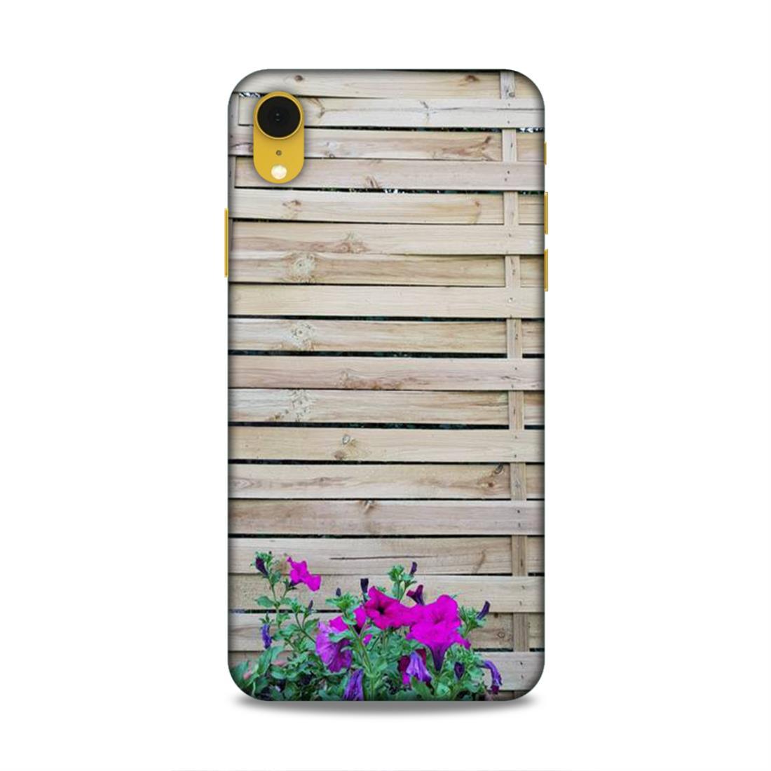 Pink Flower Wooden iPhone XR Phone Cover