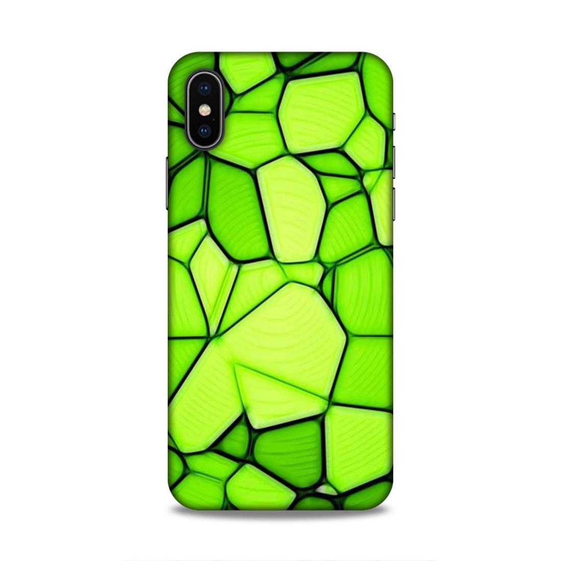 Green Stone Pattern iPhone XS Phone Back Case