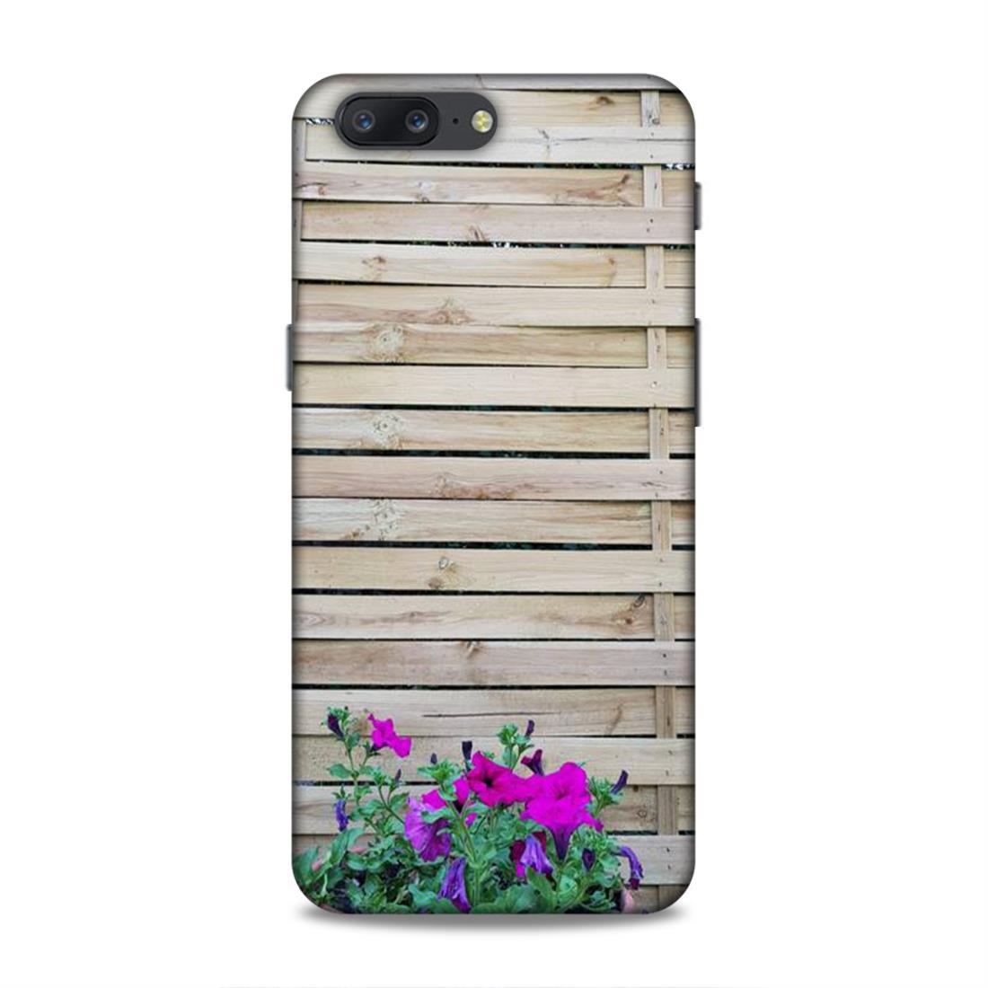 Pink Flower Wooden OnePlus 5 Phone Cover
